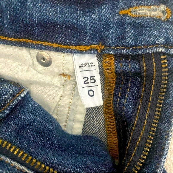 Loft Womens Size 0/25 Shorts Blue Denim Pockets Fringe Bottom Cutoff Dark Wash - Picture 6 of 10